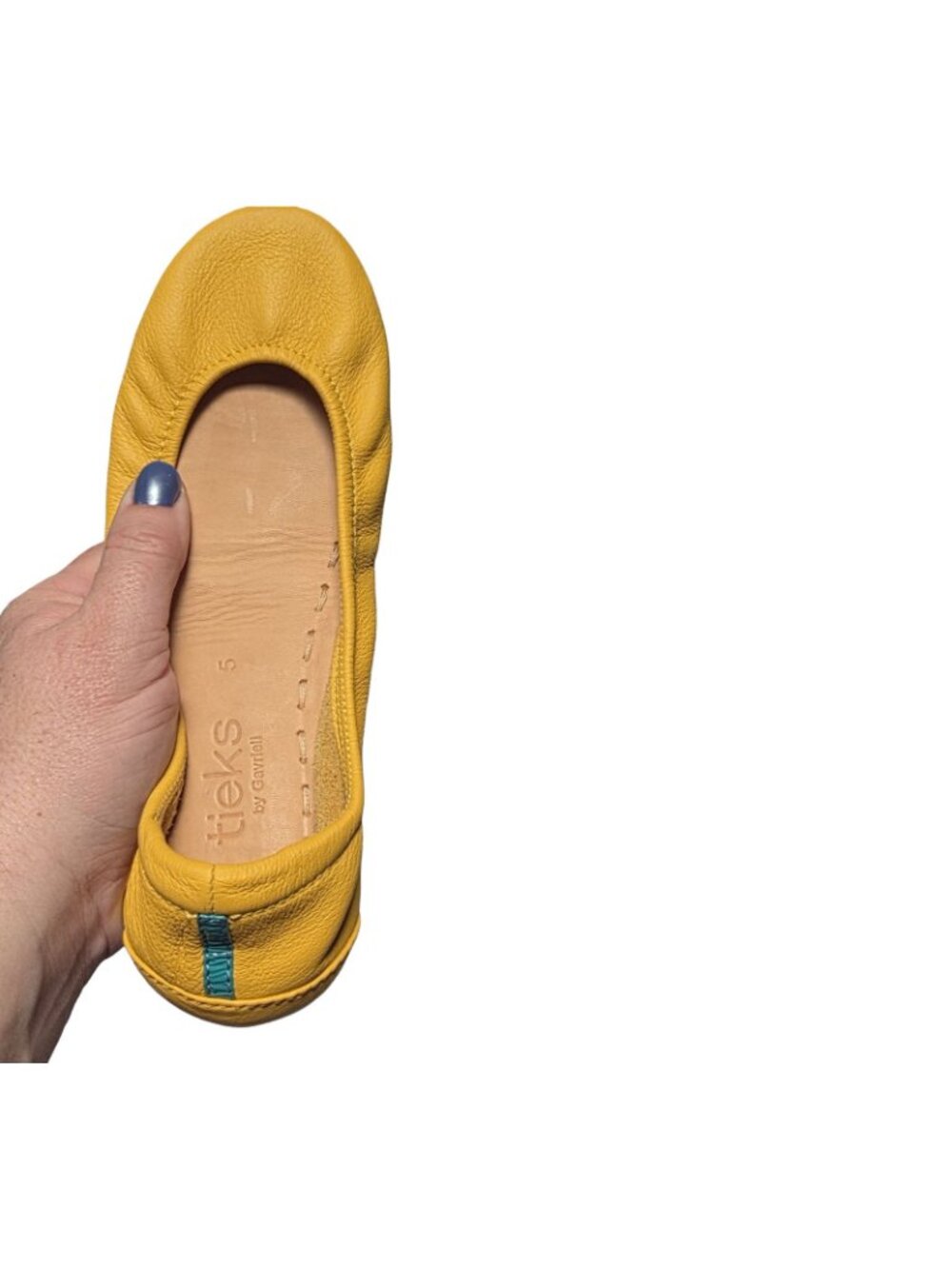 Women's - Tieks by Gavrieli Yellow Leather Flats, Size 5 - Picture 3 of 9